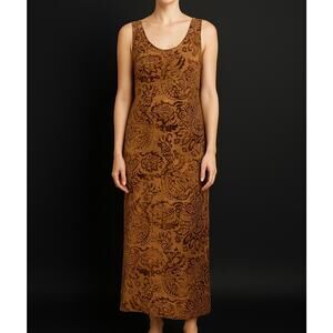 Vintage Y2K Burnout Velvet Semi-Sheer Stretch Tank Maxi‎ Dress L Whimsygoth Boho